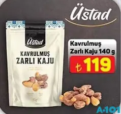ÜSTAD KAVRULMUŞ ZARLI KAJU 140 G ÜSTAD KAVRULMUŞ ZARLI KAJU 140 G